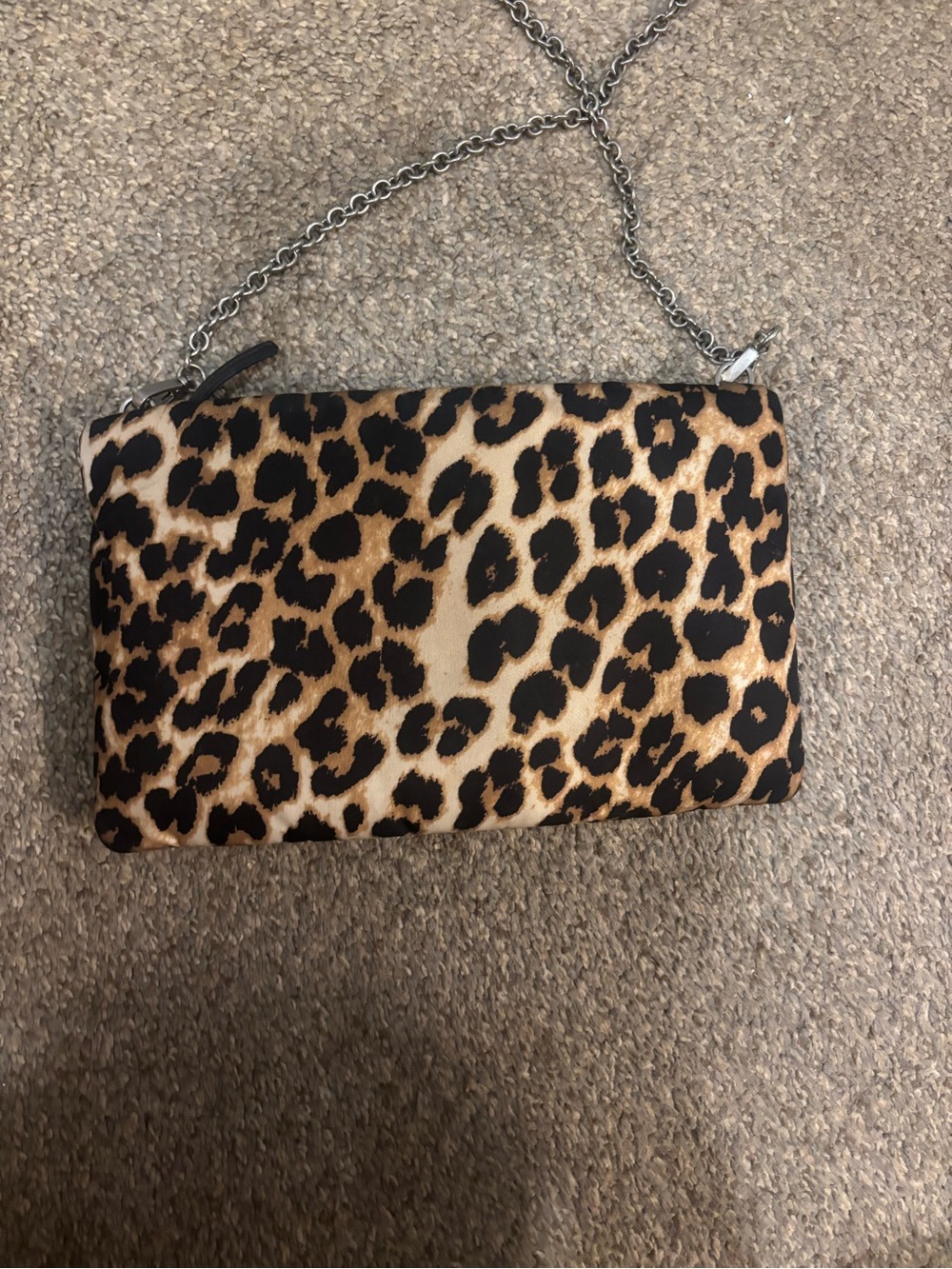 Prada Leopard-Print Chain Crossbody in Black and Tan - Picture 3 of 5